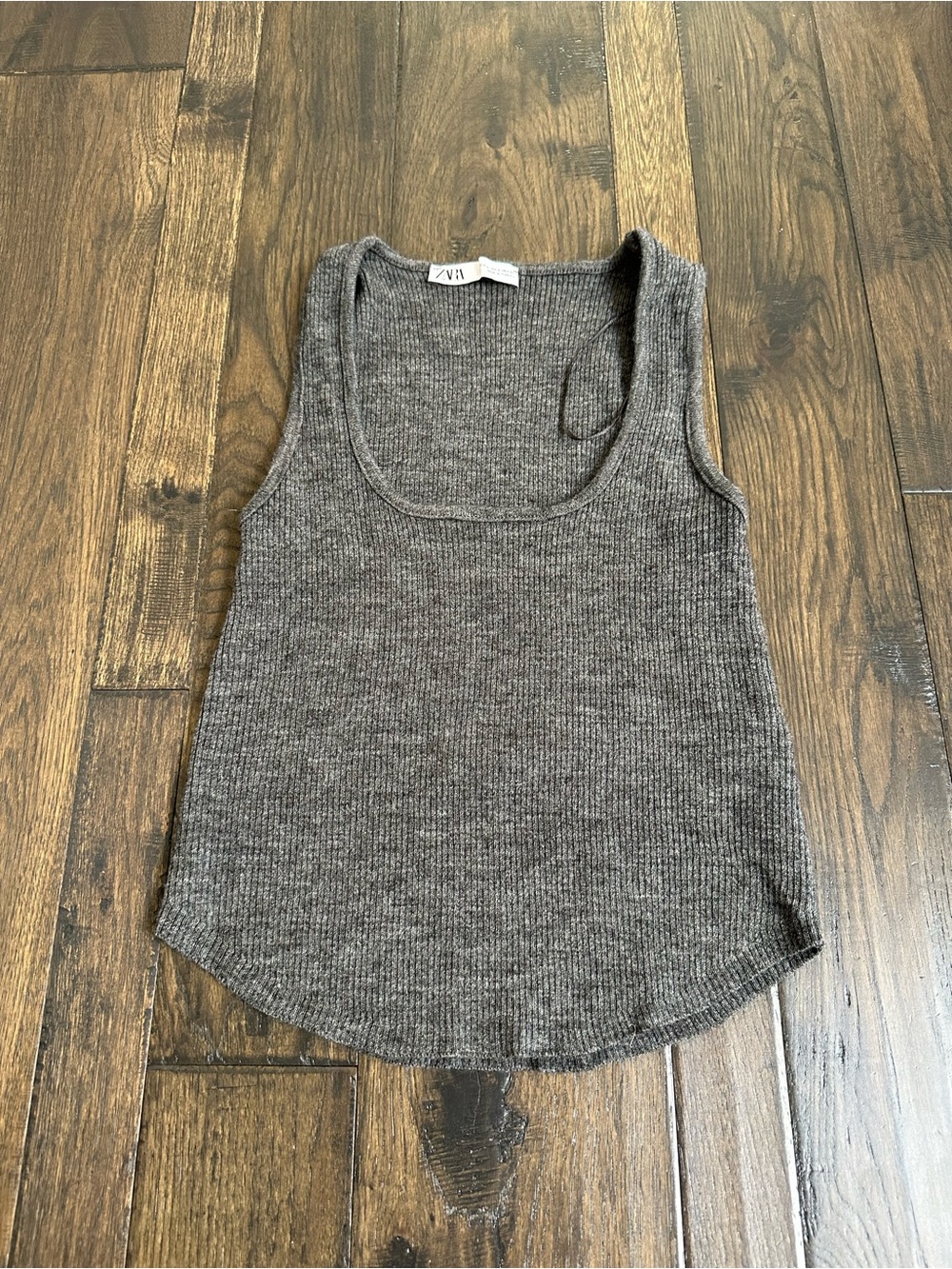 Zara Gray Ribbed Tank Top – Size Small